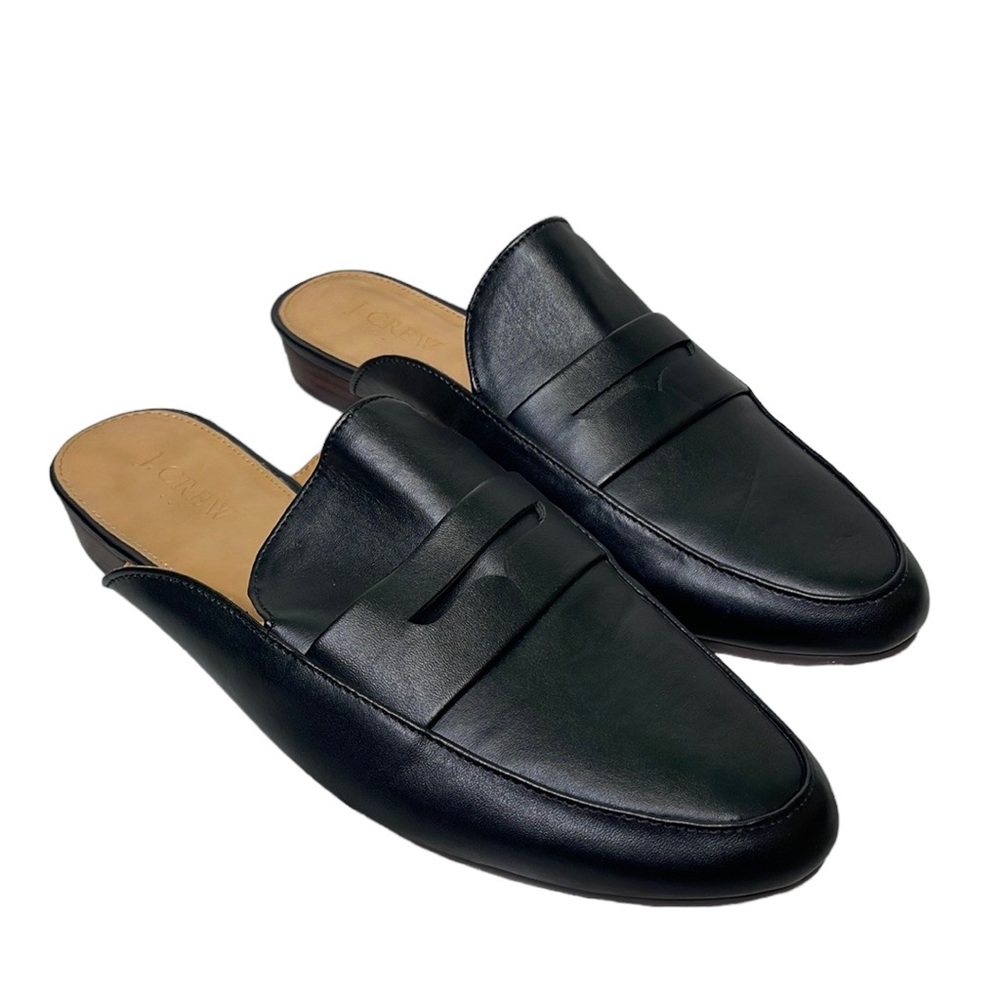 J. Crew Women's Black Academy Penny-loafer Mules In Patent Leather size 9.5